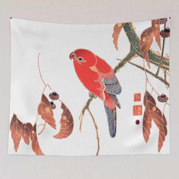 Item preview, Red Parrot on the Branch of a Tree Ito Jakuchu - Public Domain designed and sold by AlteredAtelier.