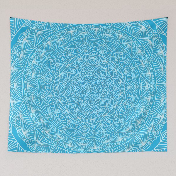 Item preview, Blue + White Simple Minimalistic Mandala Maze Bohemian Boho Design Pattern designed and sold by AEJdesign.