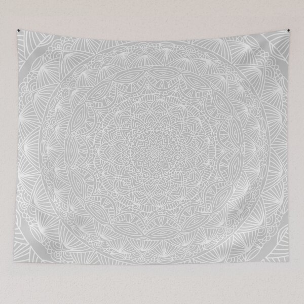 Item preview, Light Gray + White Simple Minimalistic Mandala Maze Bohemian Boho Design Pattern designed and sold by AEJdesign.