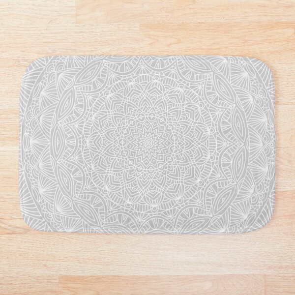 Artikelvorschau, Hellgrau + Weiß Einfaches minimalistisches Mandala Maze Bohemian Boho Design Pattern entworfen und verkauft von AEJdesign.