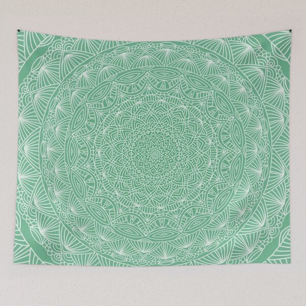 Item preview, Green + White Simple Minimalistic Mandala Maze Bohemian Boho Design Pattern designed and sold by AEJdesign.