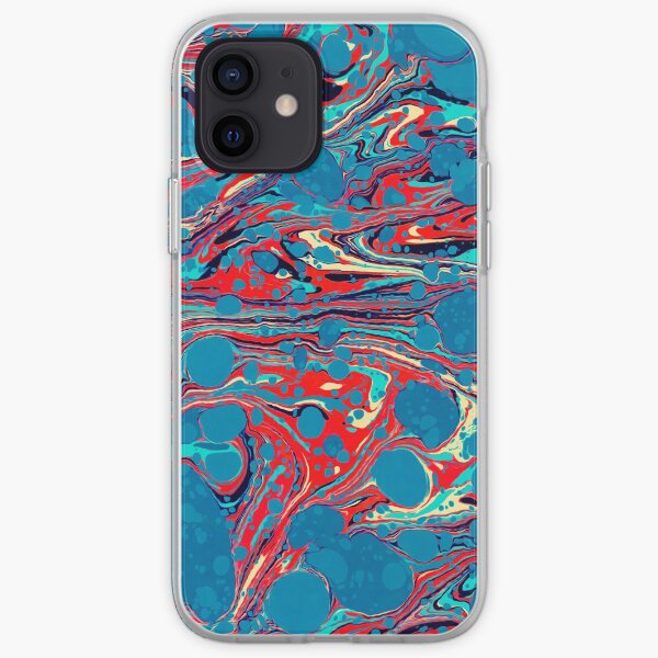 Psychedelic Blue Red Marbled Paper iPhone Soft Case