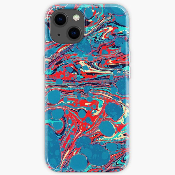 Psychedelic Blue Red Marbled Paper iPhone Flexible Hülle