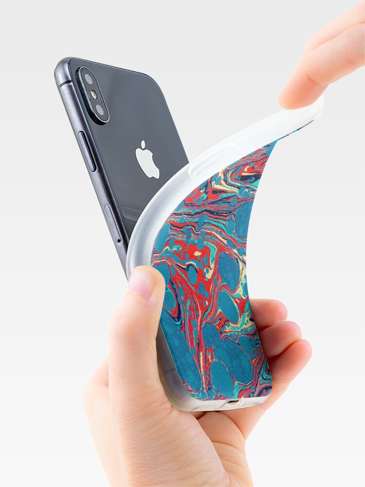 Alternate view of Psychedelic Blue Red Marbled Paper iPhone Case