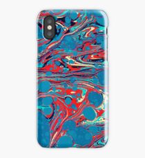Psychedelic Blue Red Marbled Paper iPhone Case
