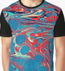 Psychedelic Blue Red Marbled Paper Graphic T-Shirt