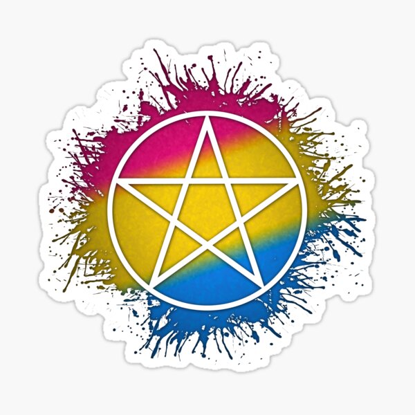 Paint Splatter Pansexual Pride Pentacle Symbol Sticker