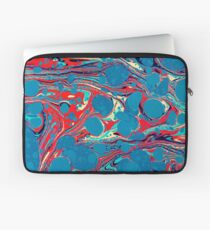 Psychedelic Blue Red Marbled Paper Laptop Sleeve