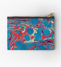 Psychedelic Blue Red Marbled Paper Studio Pouch