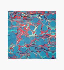 Psychedelic Blue Red Marbled Paper Scarf