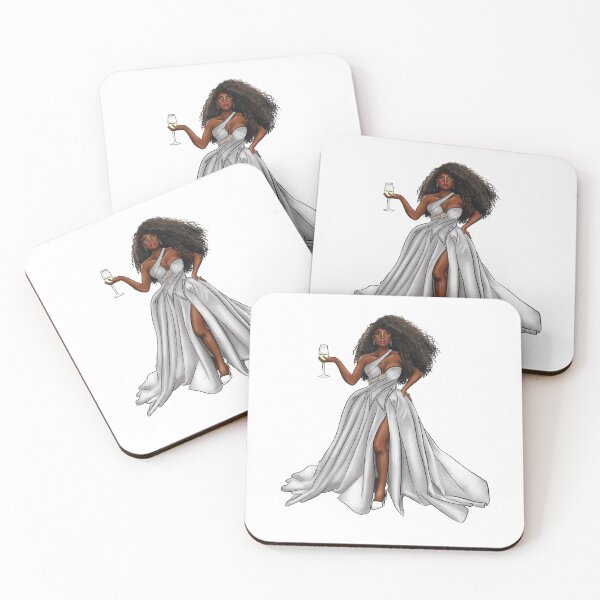 Item preview, Red Carpet Luxury Fashion Girl - Hand Illustrated Dark Skin Curvy Black Woman designed and sold by sociallynina.