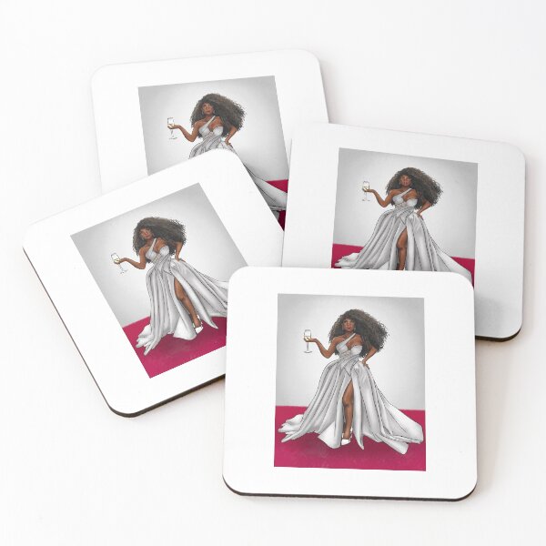 Item preview, Red Carpet VIP Luxury Fashion Doll - Hand Illustrated Dark Skin Black woman with Curly Hair designed and sold by sociallynina.