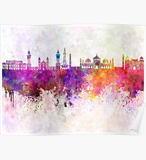 Lahore skyline in watercolor background Poster