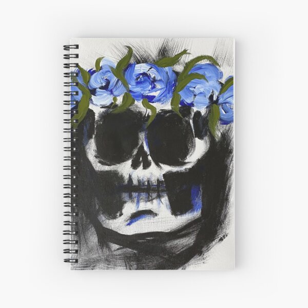 Crâne de couronne de fleur bleue Cahier à spirale