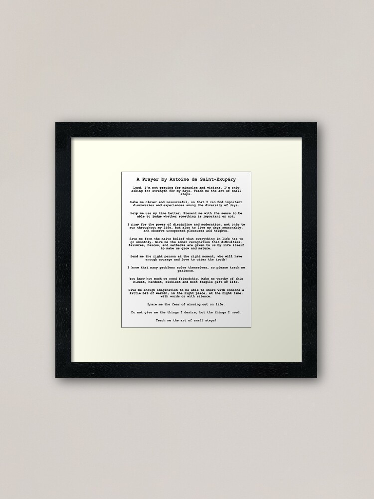 A Prayer by Antoine de Saint-Exupery" Framed Art Print for Sale by CAview  Redbubble