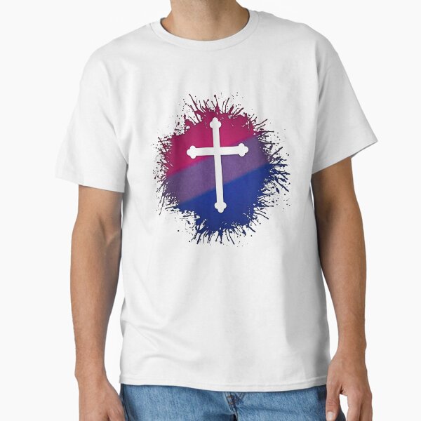 Paint Splatter Bisexual Pride Christian Cross Symbol Classic T-Shirt