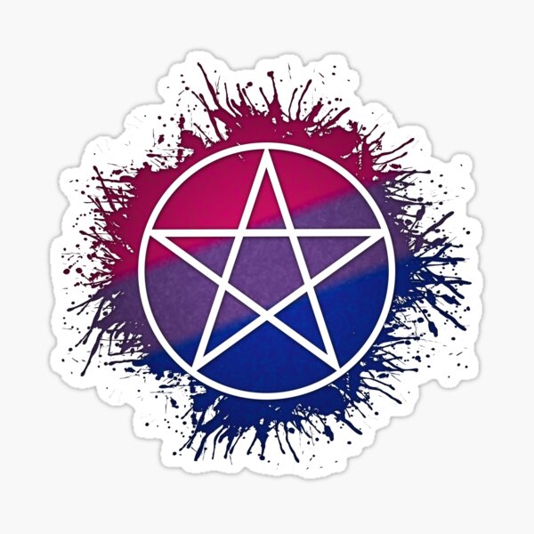 Paint Splatter Bisexual Pride Pentacle Symbol Sticker