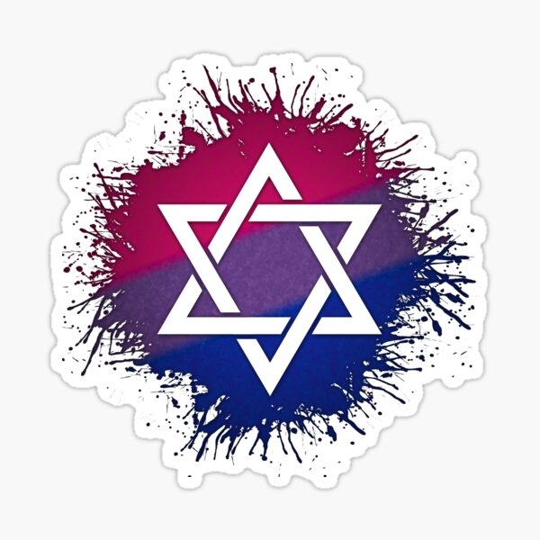 Paint Splatter Bisexual Pride Star of David Symbol Sticker