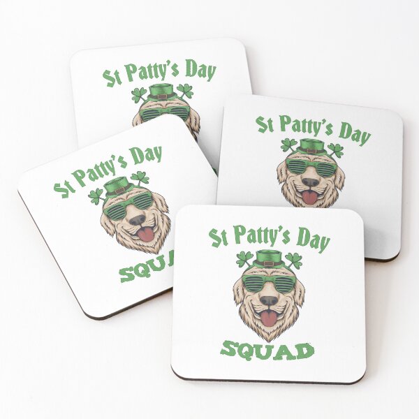 Item preview, Saint Patrick's Day Squad Group Party Animals Lucky Happy Golden Retriever Dog designed and sold by RKA-Products.