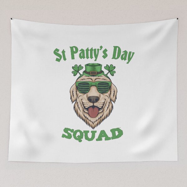 Item preview, Saint Patrick's Day Squad Group Party Animals Lucky Happy Golden Retriever Dog designed and sold by RKA-Products.