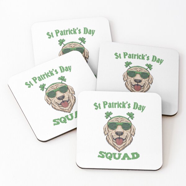 Item preview, Saint Patrick's Day Squad Group Party Animals Lucky Happy Golden Retriever Dog designed and sold by RKA-Products.