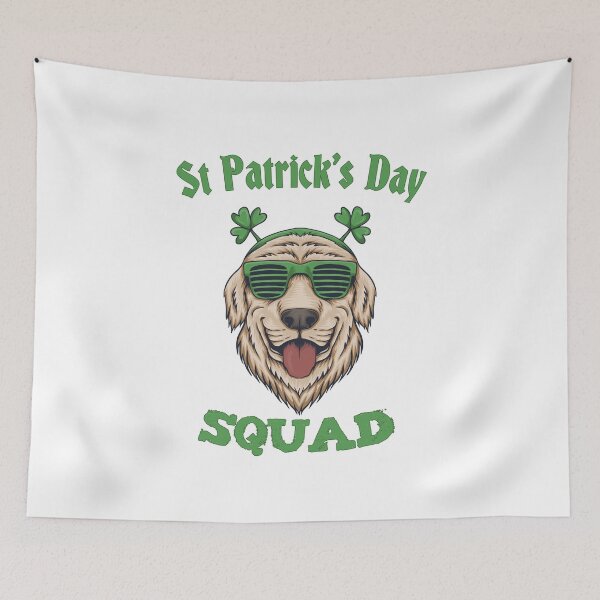 Item preview, Saint Patrick's Day Squad Group Party Animals Lucky Happy Golden Retriever Dog designed and sold by RKA-Products.