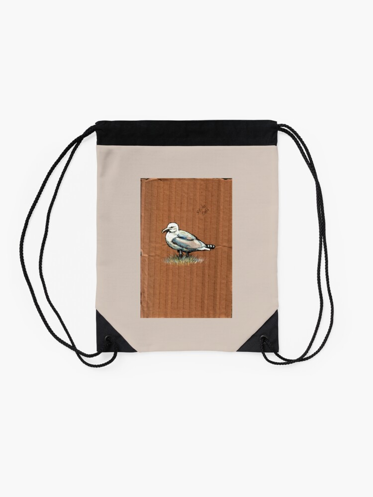 Alternate view of Gulls on Grass, #4 Drawstring Bag