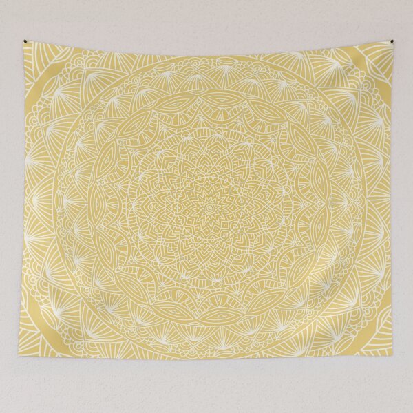 Item preview, Pale Yellow + White Simple Minimalistic Mandala Maze Bohemian Boho Design Pattern designed and sold by AEJdesign.
