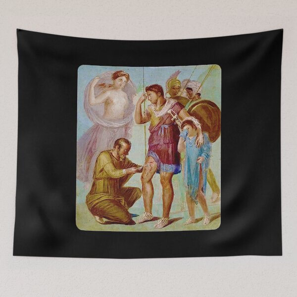 Item preview, Iapyx removing an arrowhead from Aeneas' thigh (2) (on black) designed and sold by DotorEaon.