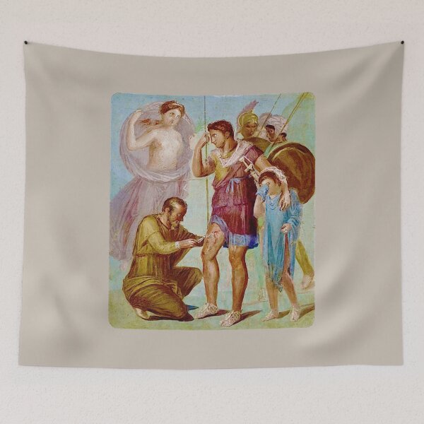 Item preview, Iapyx removing an arrowhead from Aeneas' thigh (2) (on grey) designed and sold by DotorEaon.