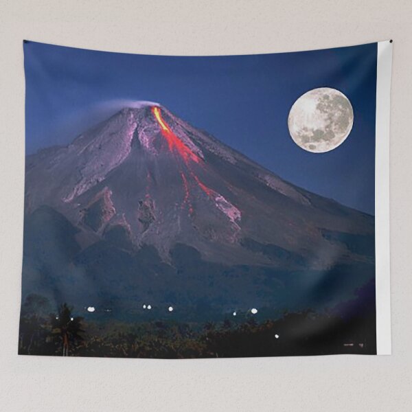 Item preview, Volcano Eruption Mount Merepi, Indonesia Full Moon  designed and sold by Nostrathomas66.