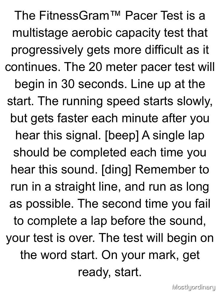 Fitnessgram Pacer Test Words