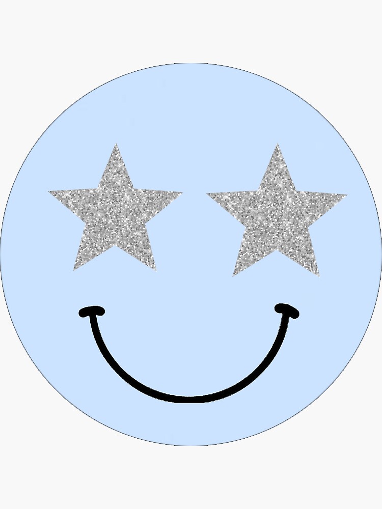 "Blue Glitter Smiley Face " Sticker by emmamfallon Redbubble