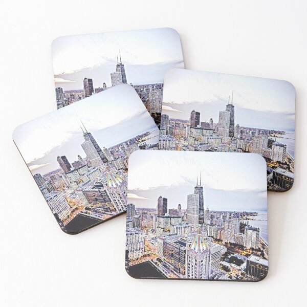 Item preview, Chicago United States digital illustration wall art designed and sold by codepuns.