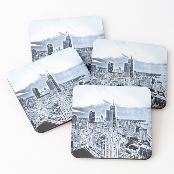 Item preview, Gloomy Chicago United States digital illustration wall art designed and sold by codepuns.