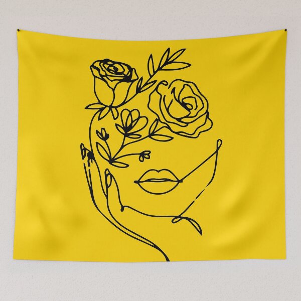 Item preview, Abstract head with long eyelashes and flowers line vector drawing designed and sold by morega-designer.