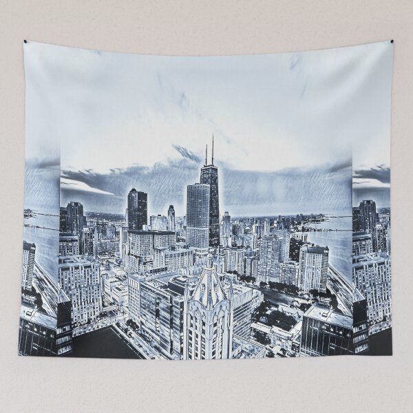 Item preview, Gloomy Chicago United States digital illustration wall art designed and sold by codepuns.