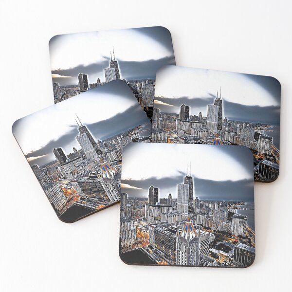 Item preview, Chicago United States skyline digital illustration frame designed and sold by codepuns.