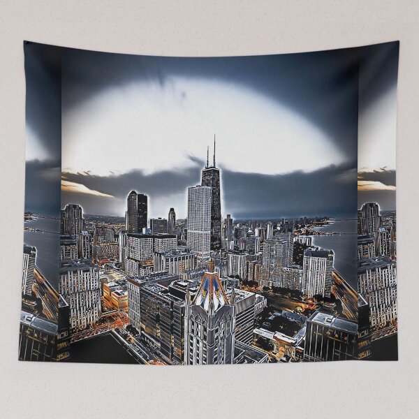 Item preview, Chicago United States skyline digital illustration frame designed and sold by codepuns.