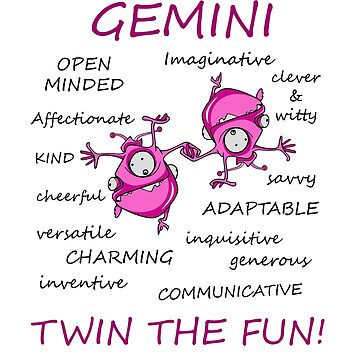 Zodiac sign Gemini crazy twins for June born personality traits Greeting Card