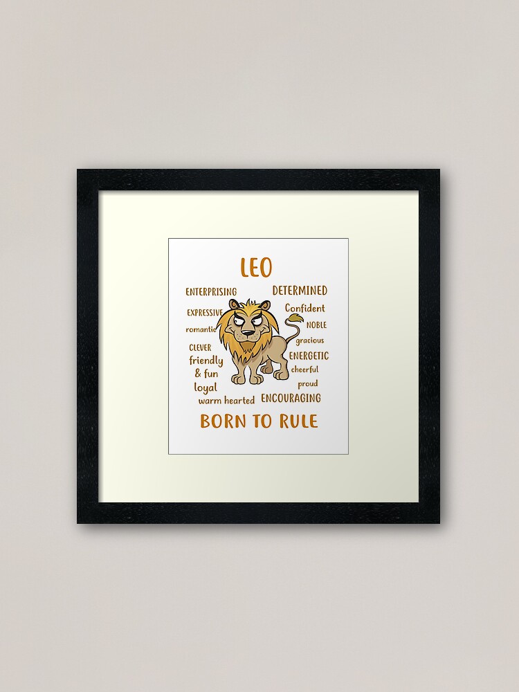 Zodiac sign Leo fearless lion July August born personality traits Framed Art Print