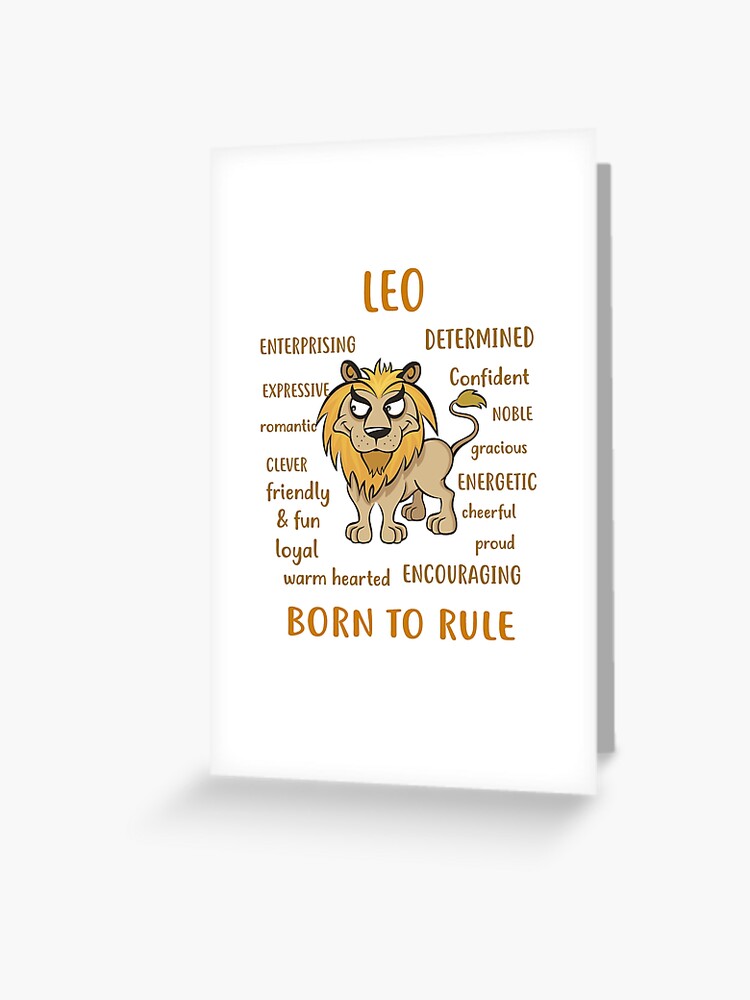 Zodiac sign Leo fearless lion July August born personality traits Greeting Card