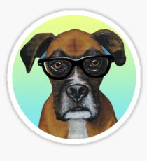 Hipster Boxer Dog Sticker