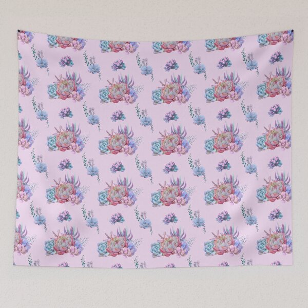 Item preview, Pattern with echeveria on pink designed and sold by sleeperr.