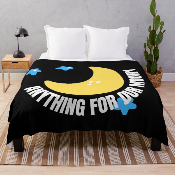 Item preview, Anything For Our Moony Cute Yellow Moon Blue Stars White on Black designed and sold by KananiandKiki.