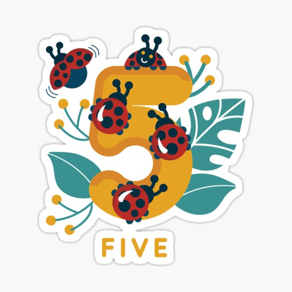 five ladybugs Sticker