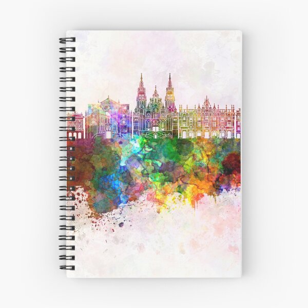 Item preview, Santiago de Compostela skyline in watercolor background designed and sold by paulrommer.
