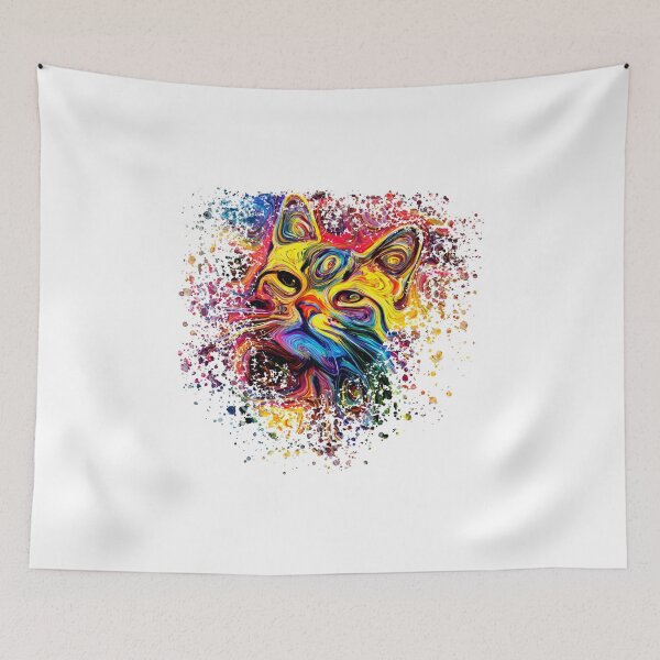 Item preview, Colorful Cat Design | Cute Cat Design | Psychedelic Design | Cat head designed and sold by ColorfulPassion.