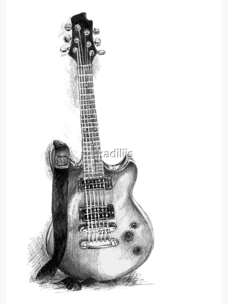 Pencil Sketch Of Guitar - Desi Painters