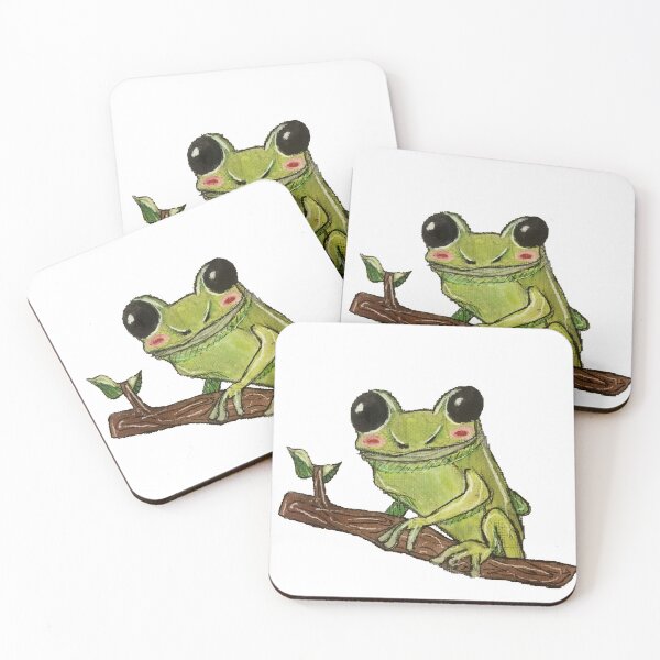 Cottage core frog Coasters (Set of 4)